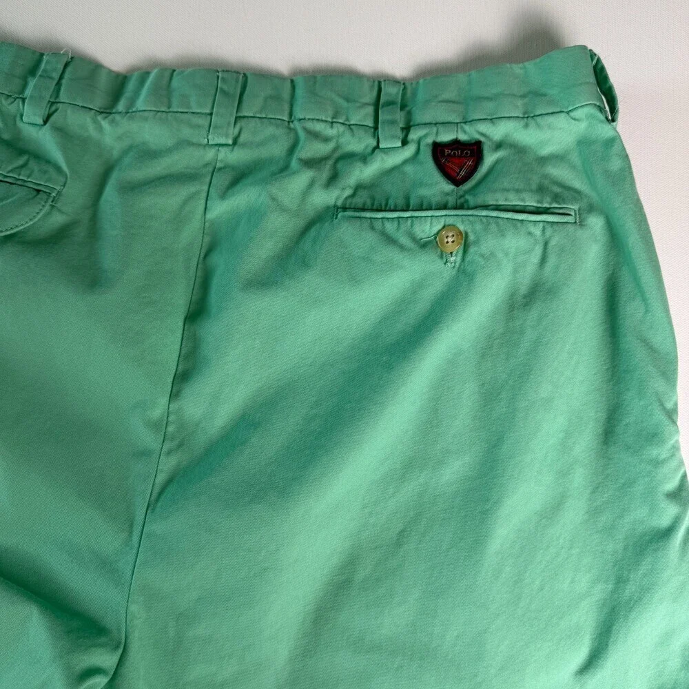 Vintage Polo Golf Ralph Lauren Fairway Shorts Size 38 Mint Green Tartan Crest